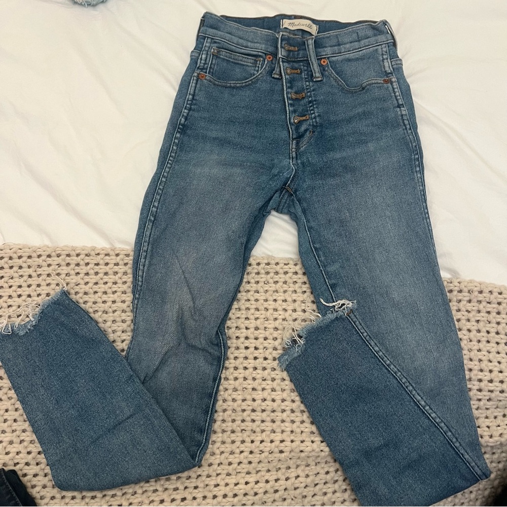 Madewell 10” High Rise Skinny (Raw Hem), Blue, Sz 24